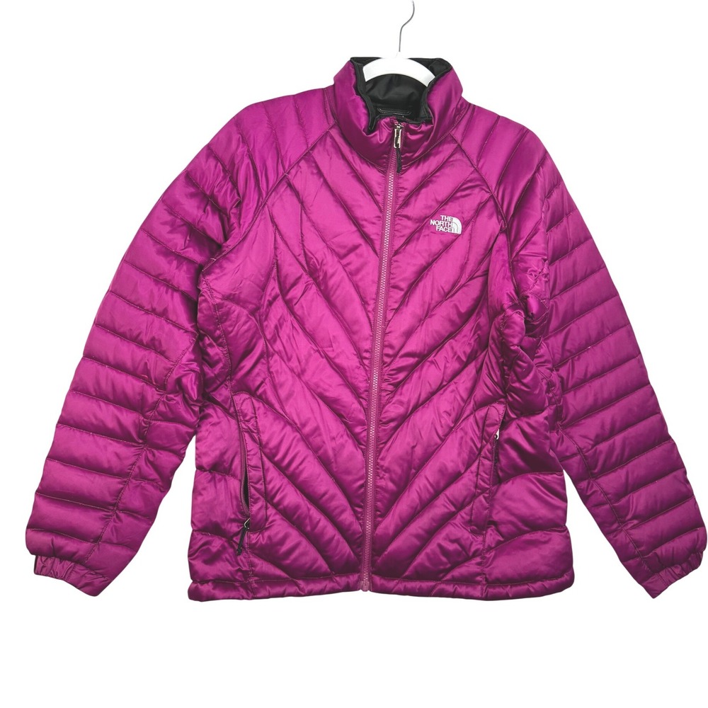 The North Face Womens 550 Down Puffer‎ Jacket Magenta Purple Chevron Quilted L